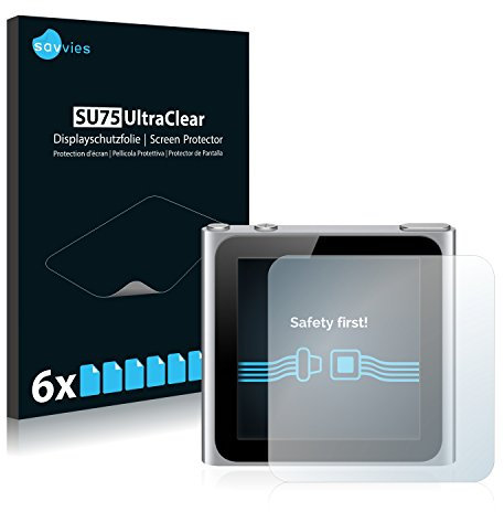 savvies Protection Ecran pour Apple iPod nano 2010 (6. Gen.) (6 Pièces) - Film Protection Ultra Clair