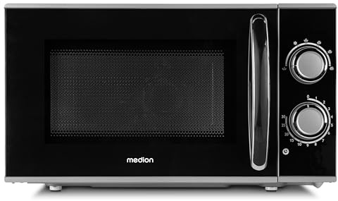 MEDION Mikrowelle, ca. 700 Watt Leistung, ca. 17 Liter Kapazität, 6 Stufen, Auftaufunktion, MD 15644, schwarz/silber
