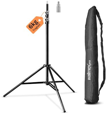 Walimex pro WT-806 Trépied de lampe avec amortissement à ressort I hauteur maximale 256cm I trépied d'éclairage stable chargeable jusqu'à 6kg pour éclairage annulaire, réflecteur