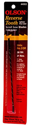 Olson Saw FR44002 0.026 by 0.011-Inch 28 BL12 Reverse Tooth Scroll Saw Blade