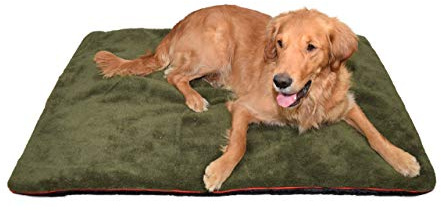 Romneys Petbed - Hundedecke Faserpelz | Robustes Material | Isolierende Thermo-Decke | Waschbar | rutschfest | 70 x 100 cm, Oliv