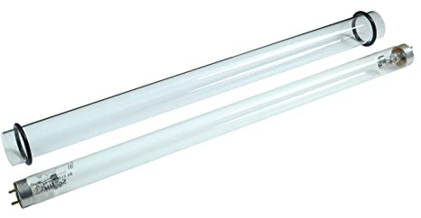 UVC Ersatzlampe 25 Watt + Quarzglas für Oase Bitron 25 inkl Dichtung | Wacredo Komplettset für Oase Teichfilter Bitron 25 | Filter | Wasserklärer | Leuchtmittel | UVC Gerät