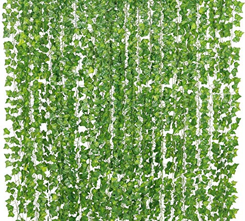 Yatim Künstliche Pflanzen, grüne Kette, Wandbehang, Blätter, für Zuhause, Zimmer, Garten, Hochzeit, Girlande, Außendekoration, 20 m, 12 Stück
