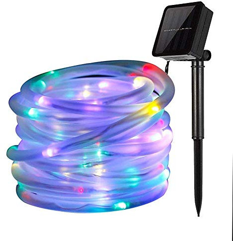 KEEDA Solar-Lichterkette, 11,9 m, 100 LEDs, Kupferdraht, wasserdicht, für den Außenbereich, Weihnachtssternen-Lichterkette, hohles Rohr, 2 Leuchtmodi, mehrfarbig