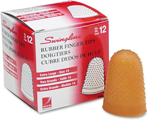 ACCO Rubber Finger Tips, Size 14 (X-Large), 7/9 Base Diameter, Extra Large, Nubbed for Better Gripping, 12 Count Box (S7054014)