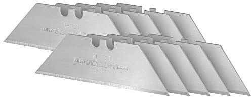 Stanley Trapezklingen 1992 (ohne Lochung, 62mm Klingenlänge, für allgemeine & schwere Schneidarbeiten in Teppich & Vinyl, 10 Stück im Spender) 2-11-921, Silber