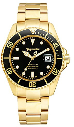 Gigandet Sea Ground Montre Plongée Homme Automatique Analogique Noir Or G2-004