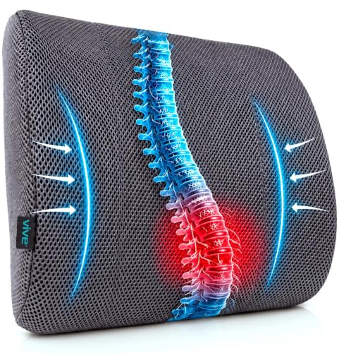 Xtra-Comfort Lower Back Support Pillow - Lumbar Cushion for Office Chair, Car, Gaming, Men, Women - Ergonomic Orthopedic Backrest Foam Roll & Adjustable Strap for Therapeutic Pain Relief