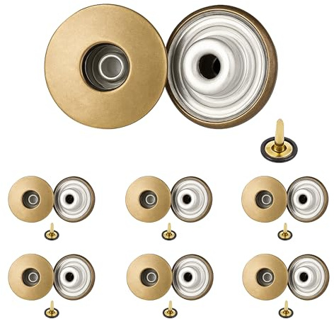 Trimming Shop 14mm Messing Jeans Knöpfe Bronze und Stifte mit Befestigungs- Hand-Werkzeug JB45-100, Jeans Buttons ONLY