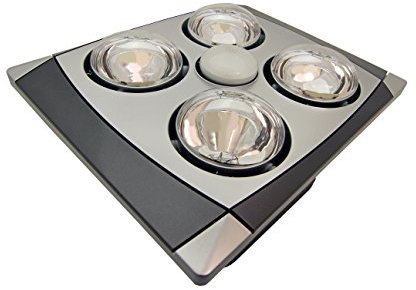 Aero Pure A716A MC Quiet Bathroom Fan with Heat and Light, Matte Silver with Chrome Trim