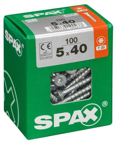 Lot de 100 vis acier tęte fraisée torx SPAX, Diam.5 mm x L.40 mm