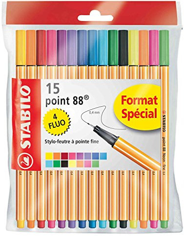 STABILO F44014 Fineliner point 88, 15er Ecopack