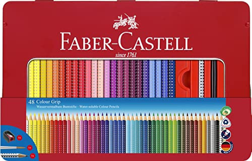 FABER-CASTELL 112448 - Buntstift Colour Grip 48er Stück Metalletui