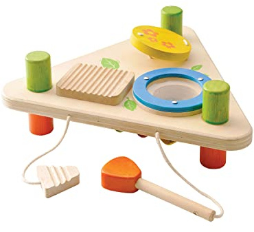 EverEarth 2-seitiges Musik-Dreieck EE32687 Musikspielzeug aus Holz für Kinder ab 24 Monaten