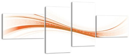 Leinwandbild Orangene Welle LW261 Wandbild, Bild auf Leinwand, 4 Teile, 200x90cm, Kunstdruck Canvas, XXL Bilder, Keilrahmenbild, fertig aufgespannt, Bild, Holzrahmen, Glas, Abstrakt, Wave,