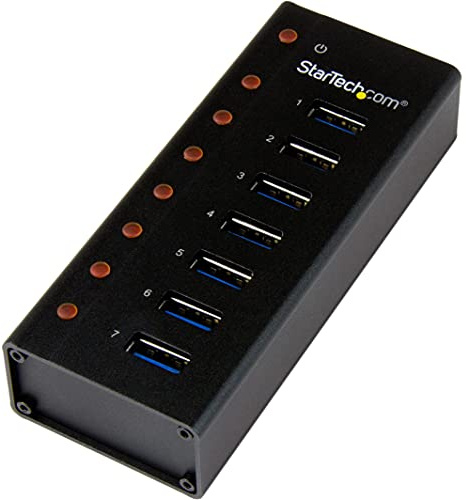 StarTech Hub USB 3.0 7 Ports 5Gbps, Boitier Metal, Mural (ST7300U3M) | Station d'accueil, dock, Concentrateur, Robuste industriel, Portable