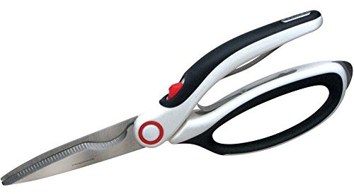 Zyliss All Purpose Shears, Heavy Duty Scissors with Spring Assist for Easier Cutting of Poultry/Fish/Bones/Herbs/Meat, Locking Mechanism for Safety, Dishwasher Safe