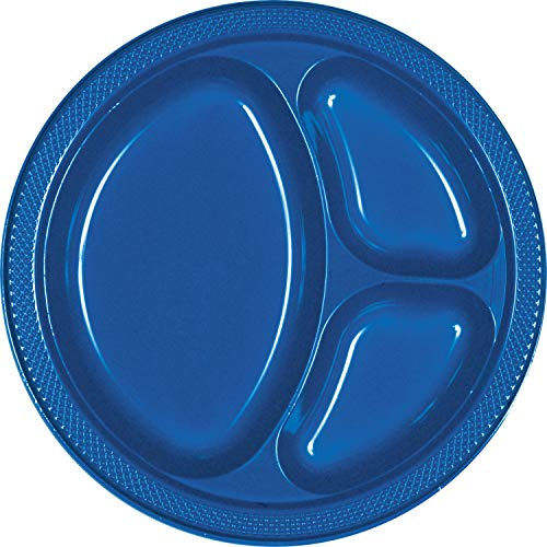 Bright Royal Blue 3-Compartment Plastic Plates - 10 (Pack Of 20) - Vibrant & Convenient Party Plates For All Occasions