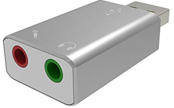 AllEasy USB Audio Adapter, External Audio sound Card Adapter with Speaker Headphone and Microphone Jack for USB Audio Device - Silver