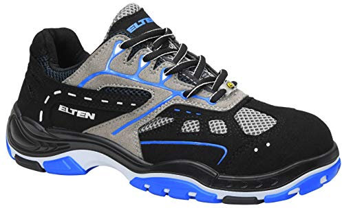 ELTEN Sicherheitsschuhe Easy Blue ESD S1, Damen und Herren, Textil, Stahlkappe, leicht, sportlich 43, Schwarz-Blau