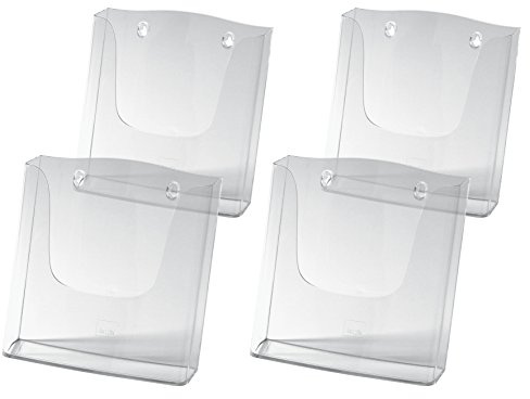 Sigel Wand Prospekthalter DIN A4 Acryl transparent 4er Pack | LH115/4, Zur Wandmontage geeignet, große Glasklare Präsentation von Flyern und Informationen