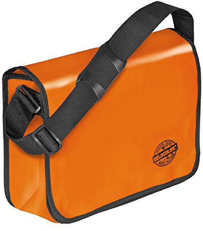 VELOFLEX 7000330 - Umhängetasche Velocolor, aus LKW-Plane, mit Handyfach, 2 Stiftfächern und Einsteckfach, orange, 1 Stück