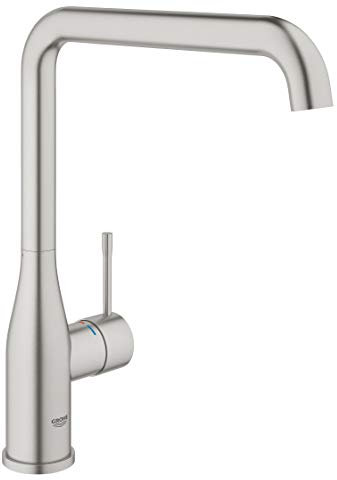 GROHE Essence Mitigeur Robinet pour Evier de Cuisine (Bec Haut, Zone de rotation 360°), Supersteel, 30269DC0