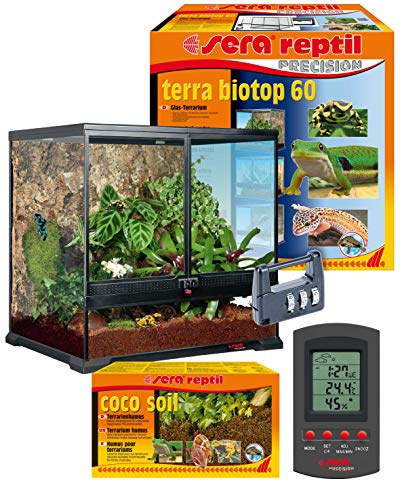 sera 32000 reptil terra biotop 60 terrarium – ett modernt glasterrarium 60 x 60 x 45 cm för att hålla dvärgskäggiga drakar, kameleoner, grodor, salamander och sniglar eller insekter