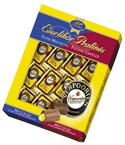 RCP Verpoorten Eierlikör Pralinés – 2 x 160 g – Alkoholhaltige Pralinenmischung aus Vollmilch- und Zartbitter-Schokolade mit flüssiger Füllung
