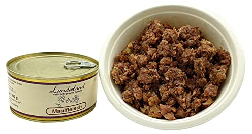 Lunderland - Carne in scatola, 5 lattine da 300 g (1,5 kg), cibo umido per cani, 100% carne di testa di manzo per cani e gatti