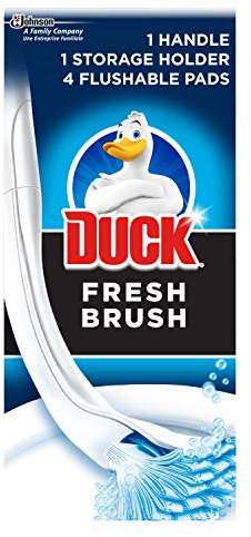 Duck Fresh Brush with Holder, Toilet Bowl Cleaner Starter Kit, 1 Handle + 4 Refills