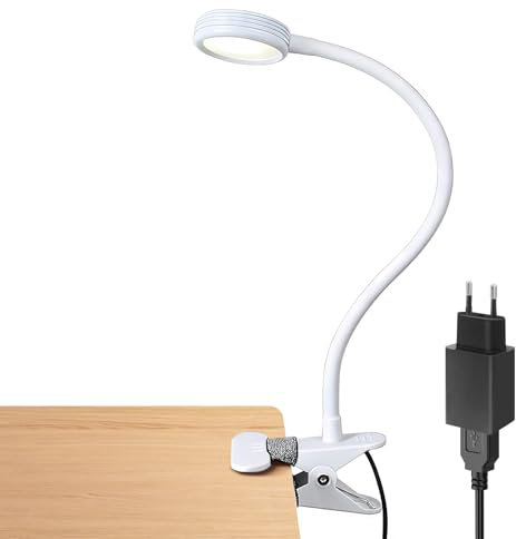 LEPOWER Klemmleuchte LED Leselampe Leselicht Buchlampe mit veränderbaren Farben Klemm-Nachtlicht für Schreibtisch, bett und Computer bettlampe(Weiß)