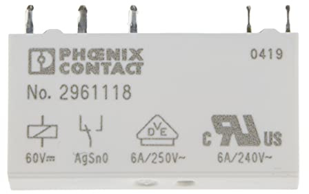 PHOENIX CONTACT REL-MR-60DC/21 Steckbares Miniaturleistungsrelais mit Leistungskontakt, 1 Wechsler, 60 V DC Eingangsspannung, 10 Stück