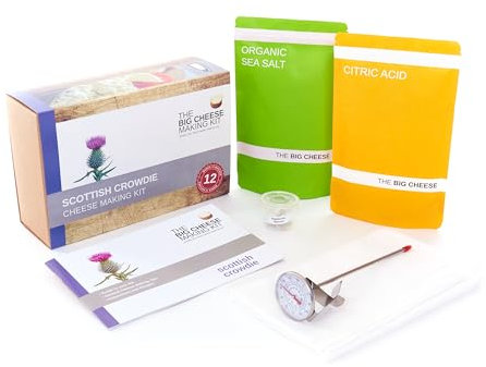 Make Your Own Cheese Kit with The Scottish Crowdie Easy Cheese Making Kit - Fresh and Gluten-Free Vegetarian Cheese Kit - Includes Recipe Book, Step-by-Step Instructions, and other Ingredients (450g)