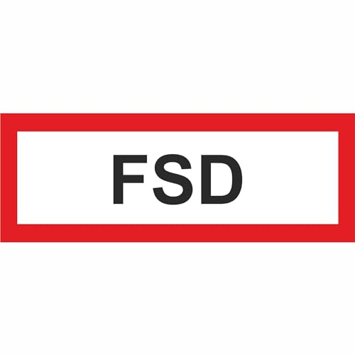 Indigos UG Aufkleber FSD Hinweisschild Brandschutz - 21,00x7,4 cm - selbstklebender Sicherheits Aufkleber für Tür oder Wand - Warnschild für Gebäude, Hotel, Büro, Firma, Haus, Praxis