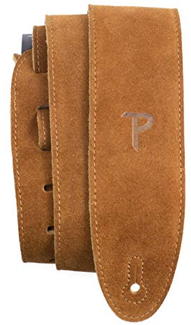 Perri's Leathers, Suede Guitar Strap, Suede Brown, Anti-Slip, Classic, Suitable for Each Level, Standard Size, 56 Inch Compatible with All Button Lock Systems