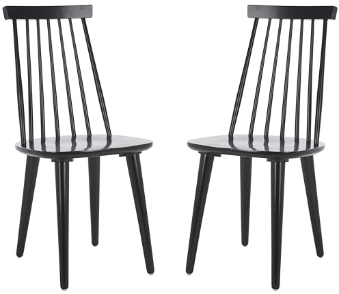 SAFAVIEH Set of 2 Wooden Dining Chairs, in Black