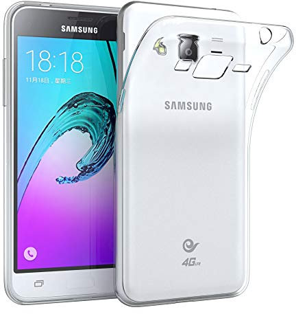 EAZY CASE Hülle kompatibel mit Samsung Galaxy J3 (2016) Schutzhülle Silikon, Ultra dünn, Slimcover, Handyhülle, Silikonhülle, Backcover, Durchsichtig, Klar Transparent