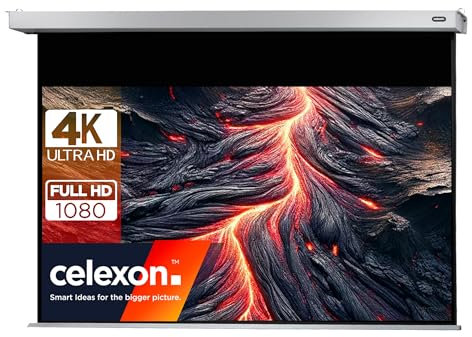 celexon Professional Plus Motor-Leinwand 110 | 240x135 cm 16:9 | elektrische 4K,Full-HD Präsentations-Leinwand für Ihren Heimkinobeamer | zur Decken-/ Wand-Montage | mit Fernbedienung