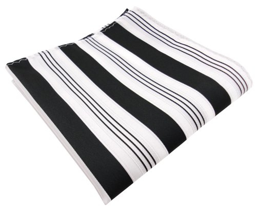 TigerTie Designer Einstecktuch in schwarz anthrazit weiß silber gestreift