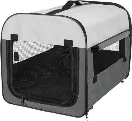 TRIXIE Hundebox Basic - Größe XS: 32 x 32 x 47 cm - mit abdeckbaren Netzeinsätzen, Fleece-Bodenplatte, 3 Außentaschen, Bodenlaschen & Heringen, inkl. Tragetasche – 39701