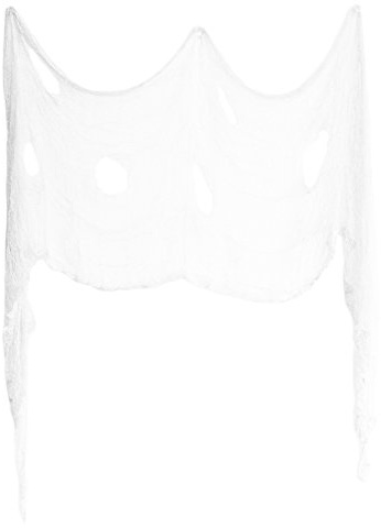 Funny Fashion XXL Spinnennetz Lumpenstoff 400 x 76 cm - Weiß - Gruselige Halloweendeko Tuch Dekoration Spinnenwebe