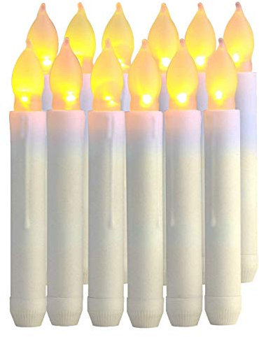 Keiastr Confezione da 12 Candele Candele LED, Funzionamento a Batteria, Realistico Luce elettrica finte Candele Votive LED Ceri for Christmas chiese Halloween Harry Potter Decorations-Yellow