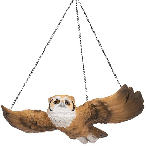 Design Toscano NG31625 Sculpture de Jardin Le Hibou Suspendu, Marron, 25.5 x 39.5 x 9 cm