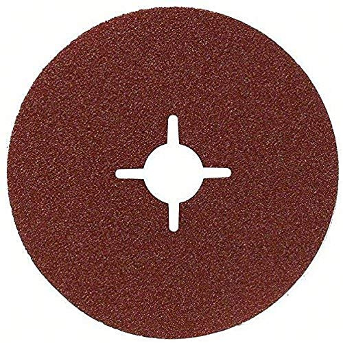 Bosch 2 609 256 249 - Juego de discos lijadores de fibra de 5 piezas para amoladora angular, corindón