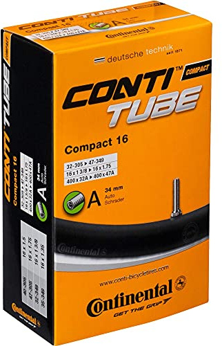 Continental Unisex vuxen luftslang cykel kompakt 16 cykelslang, svart, 32/47-305/349