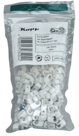 Kopp 345504087 Lot de 100 colliers de serrage ISO 5-7 mm Gris avec goupilles en acier 20 mm