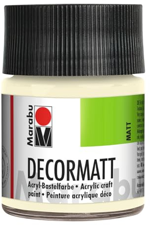 Marabu 14010005271 - Decormatt Acryl Elfenbein 271, 50 ml, samtmatte Acrylfarbe auf Wasserbasis, cremig und farbintensiv, speichelfest, wetterfest, zum freien Malen und Schablonieren