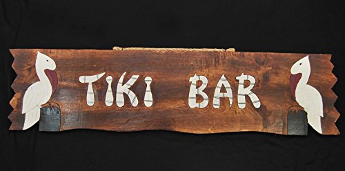Interlifestyle Schild 100cm Tiki Bar Holzschild Wandmaske Dekoration Wohnzimmer Pelikane