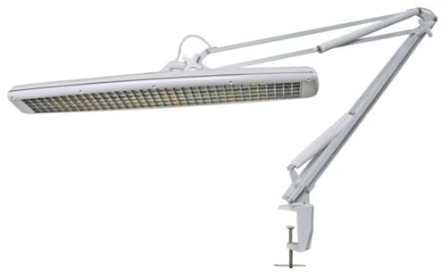 Velleman Verstellbare Schreibtischlampe mit Klemmbefestigung, Schwenkarm, Ein-/Ausschalter, Länge 105 cm, Breite 60 cm, mit 3x T5 14 W Leuchtstoffröhren, 2700 Lumen, 6500 K, weiß
